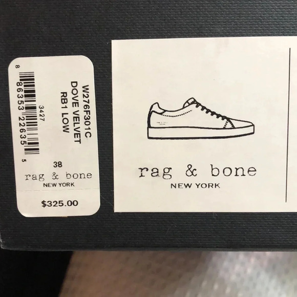 Rag & Bone | RB1 Low Top Sneakers | Dove Velvet Size 8 - Picture 15 of 17